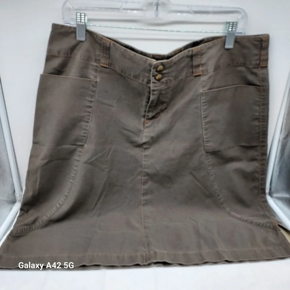 Kuhl Durakuhl Stretch Canvas Skirt Brown Utility Hiking Outdoor Womens Large‎